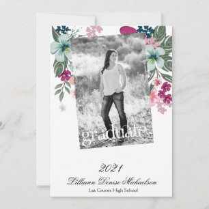 Flores tropicales de alta Invitación en blanco