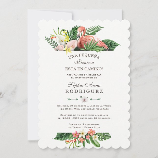 Flores tropicales de Luau Invitación de Baby Showe (Anverso)