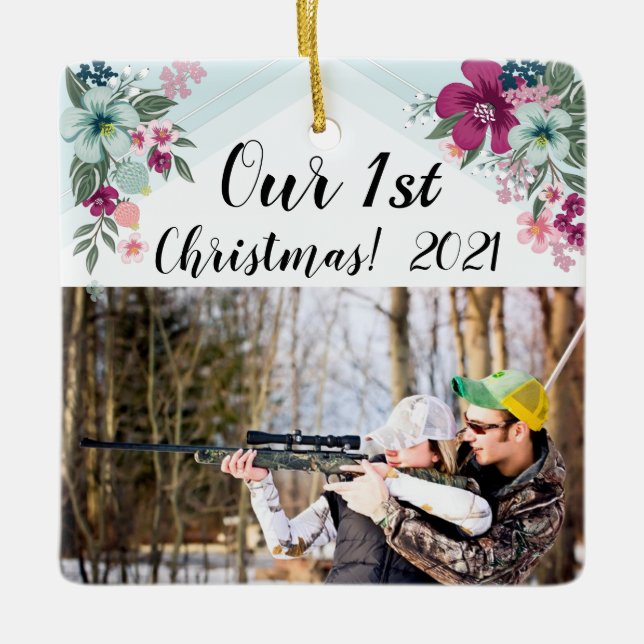 Flores tropicales de ornamento XMAS personalizadas (Anverso)