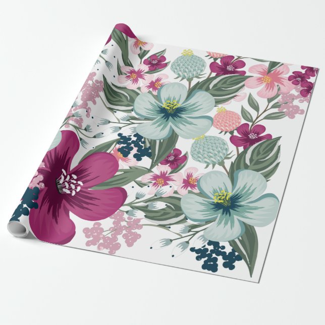 Flores tropicales de papel de 60 lb de envolvimien (Desenrollado)