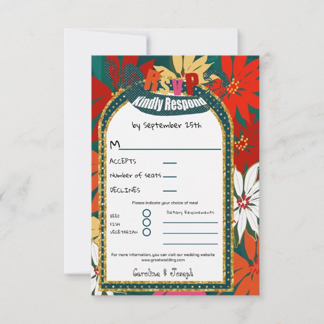 Flores tropicales de verano y RSVP de Arco (Anverso)