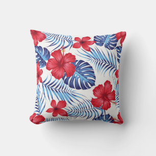 Flores tropicales dejan Cojín decorativo