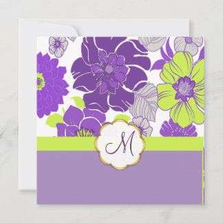 Flores tropicales + monograma, invitaciones