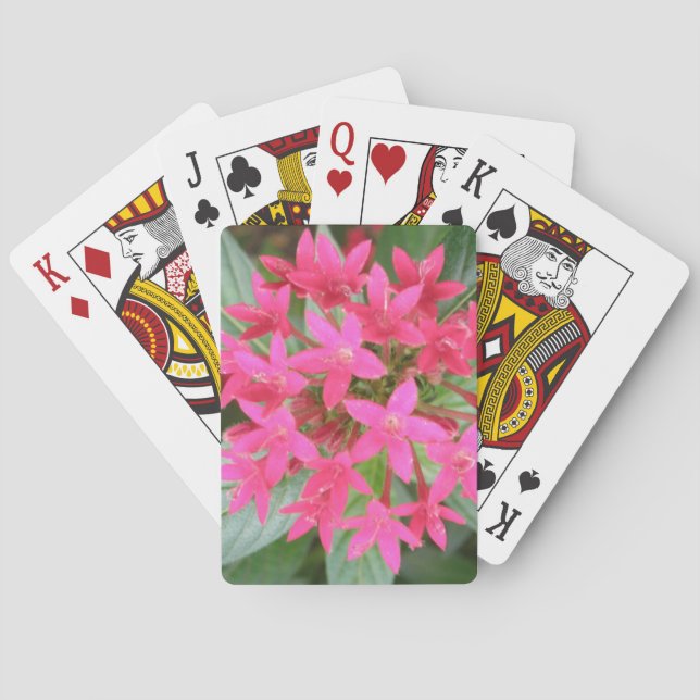 Flores tropicales rosadas brillantes Jugando carta (Reverso)