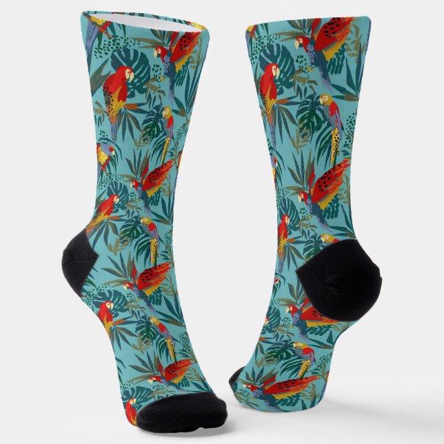 Flores tropicales y calcetines de patrón de pájaro (Angular)