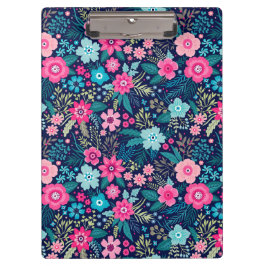 Flores turquesas rosadas y marrones | Portapapeles