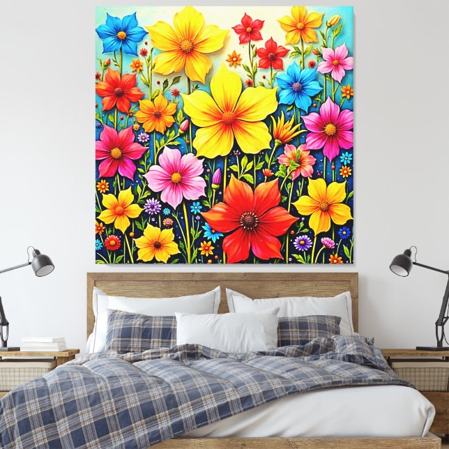 Flores Vibrantes: Jardín de Alegría Arte (Insitu(Dormitorio))