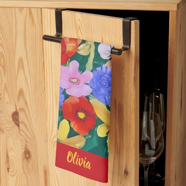 Flores vibrantes toallas de cocina (Pliegue de tercios)