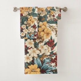 Flores vintage de Rosa, tulipán, lirios y margarit