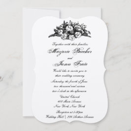 Flores Vintage Invitación a matrimonio Negro