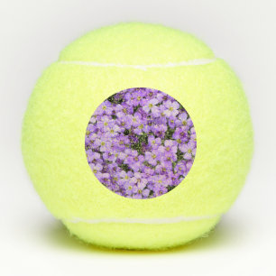 Flores violetas, bolas de tenis, hermosas violetas