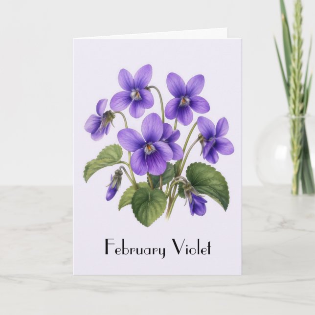 Flores Violetas de Febrero Tarjeta de Felicitación (Anverso)