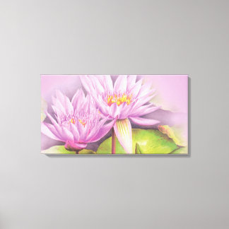 Flores violetas de lirio acuático lienzo floral la