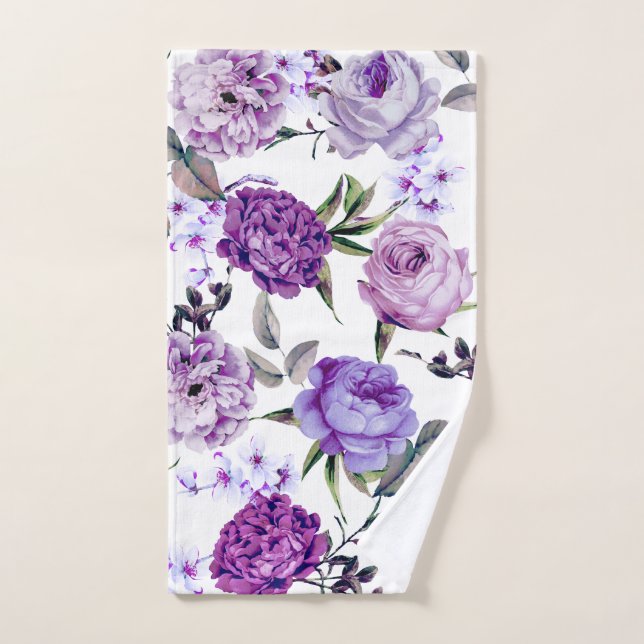 Flores violetas femeninas elegantes de la púrpura (Toalla de mano)