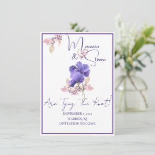 Flores Violetas Guardar La Tarjeta De Boda De Fech