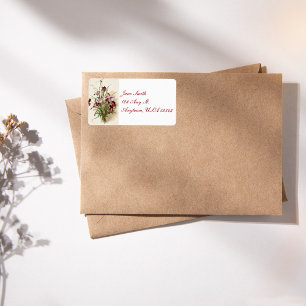 Flores violetas púrpura vintage Dirección Etiqueta