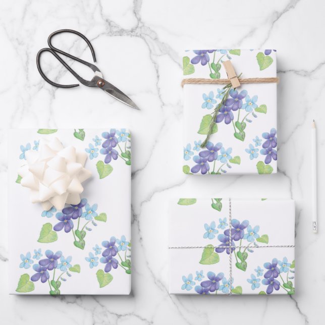 Flores violetas silvestres y papel de envolvimient (Anverso)