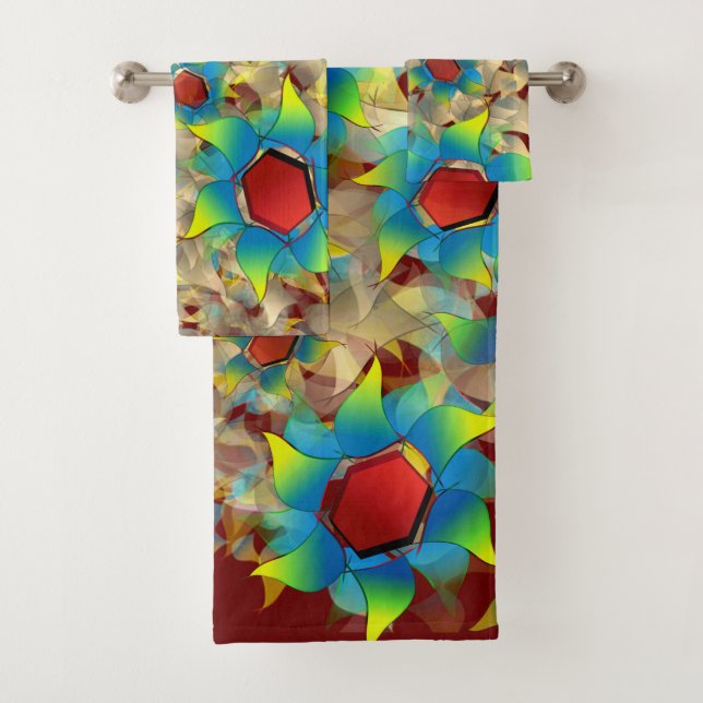 Flores virtuales raras, pétalos azulados sobre roj (In situ)