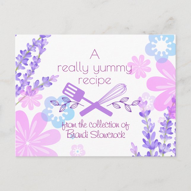 Flores whisky espátula cocinar tarjeta de receta (Anverso)