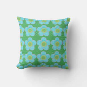Flores y almohadas de Polkadots Aqua Sunshine