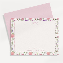 Flores y arco, una nota de tarjeta plana