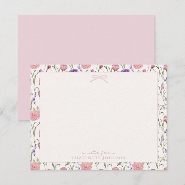 Flores y arco, una nota de tarjeta plana (Anverso / Reverso)