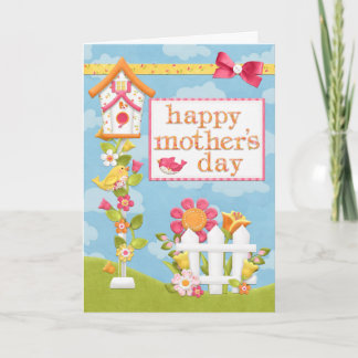 Flores y aves de tarjetas de Día de la Madre