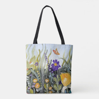 Flores y bolso de tote del diseño de la mariposa