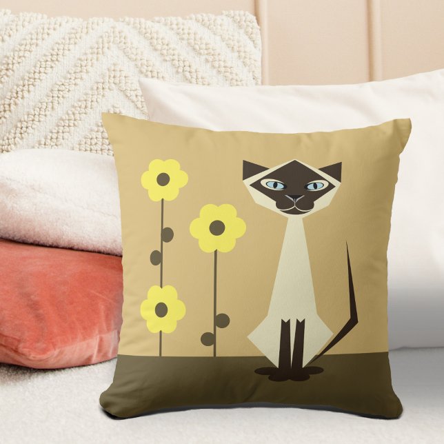 Flores y Cojín decorativo gato siamés (Subido por el creador)