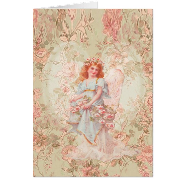 Flores y collage del vintage del ángel (Frente)