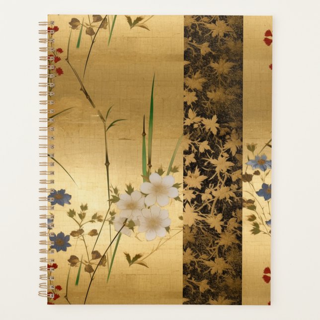 Flores y dejar el planificador de Chiyogami (Anverso)