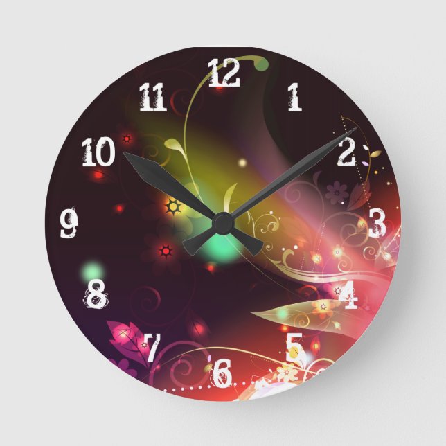 Flores y flores brillantes: Reloj de pared (Anverso)