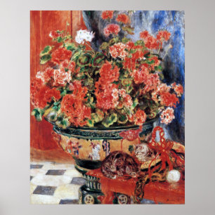 Flores y gatos - impresión impresionista del arte