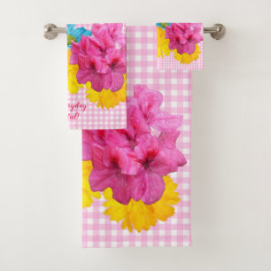 Flores y Gingham rosa