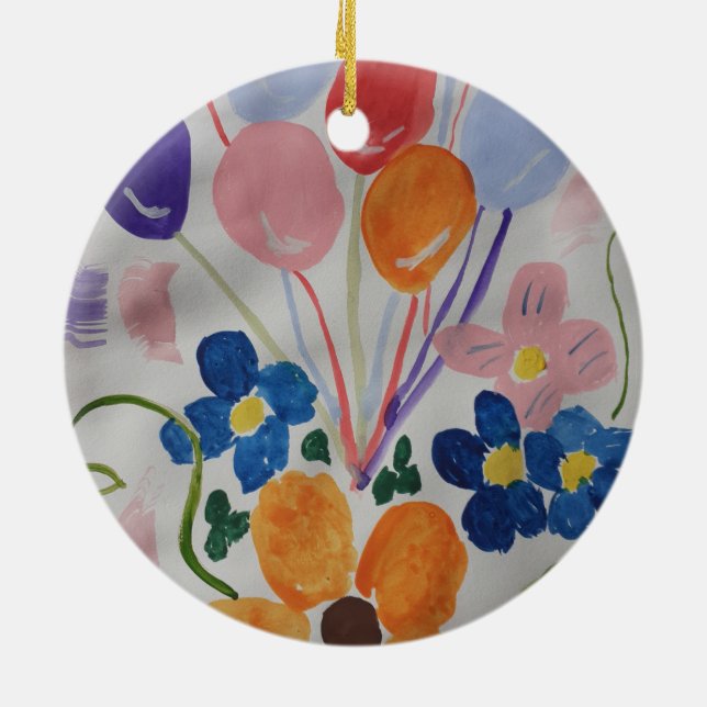 Flores y globos Ornamento cerámico (Atrás)