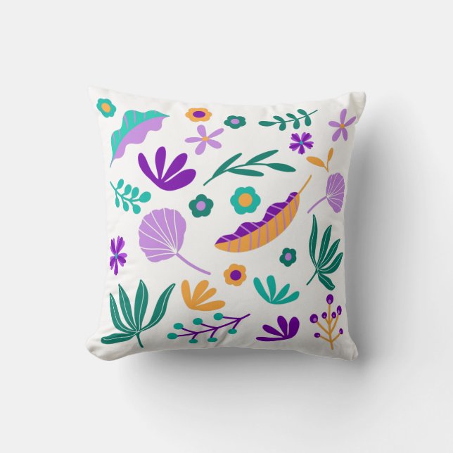 Flores y hojas de Cojín decorativo modernas (Anverso)