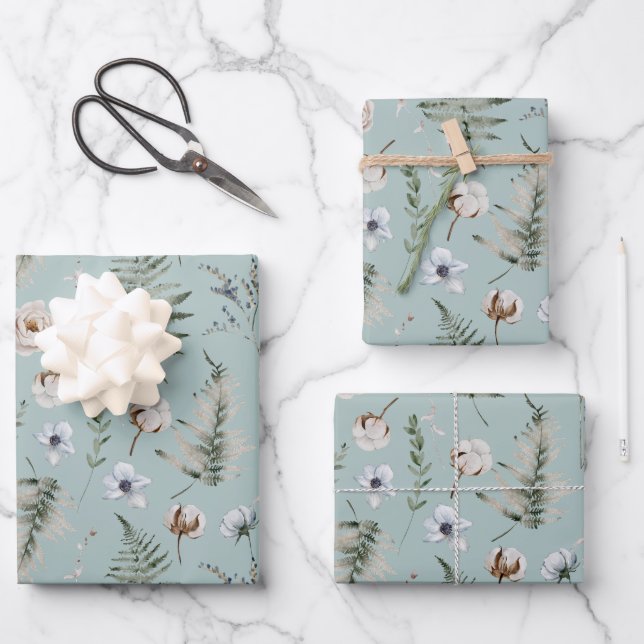 Flores y Hojas de Helecho Bosque Floral Botánico (Anverso)