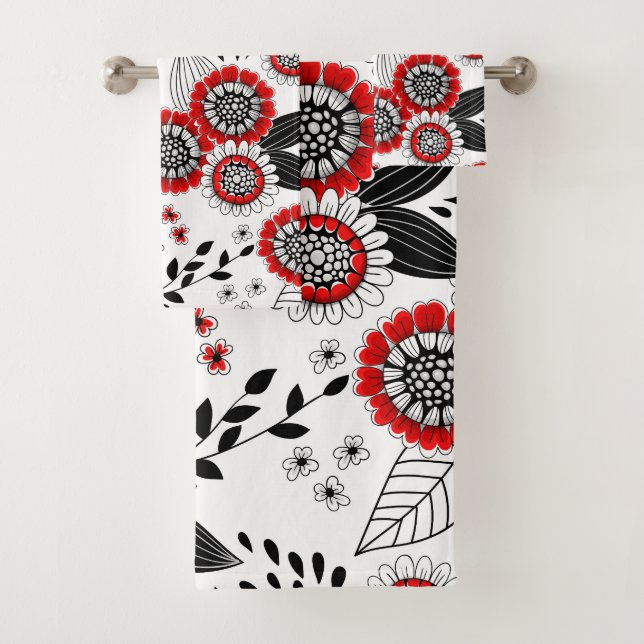 Flores y hojas de perro en rojo y negro (In situ)