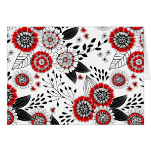 Flores y hojas de perro en rojo y negro