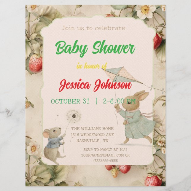 flores y hojas delicadas al estilo chino Invitar (Anverso)