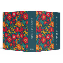 Flores y hojas silvestres azules y rojas