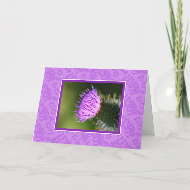 Flores Y Lace Blank Nota Tarjeta Leche Thistle (Anverso)