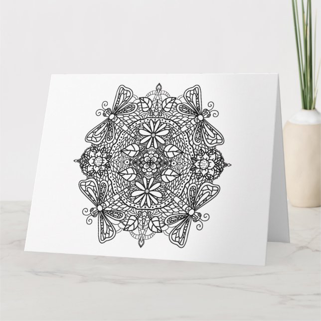 Flores y libélulas de tarjetas de cumpleaños Big C (Anverso)