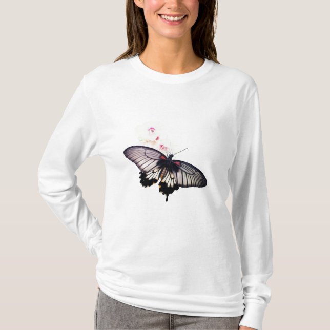 Flores y mariposa 🦋 camiseta 🦋 (Anverso)