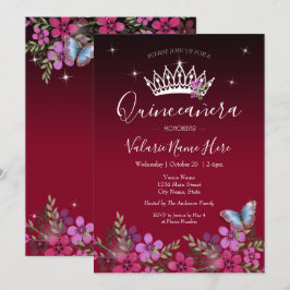 Flores y mariposa Quinceanera Invitación