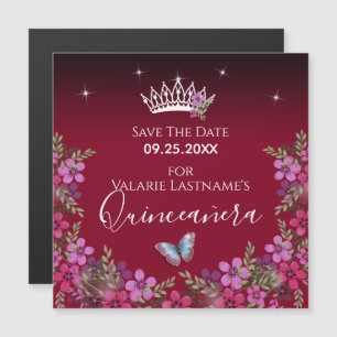 Flores y mariposa Quinceanera Salven la fecha