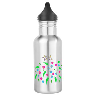 Flores y mariposas Botellas de agua