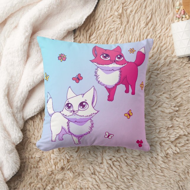 Flores y mariposas, Cojín decorativo moderno (Manta)