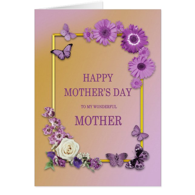 Flores y mariposas de Día de la Madre madre (Frente)
