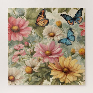 Flores Y Mariposas Rompecabezas De Trabajo De Arte
